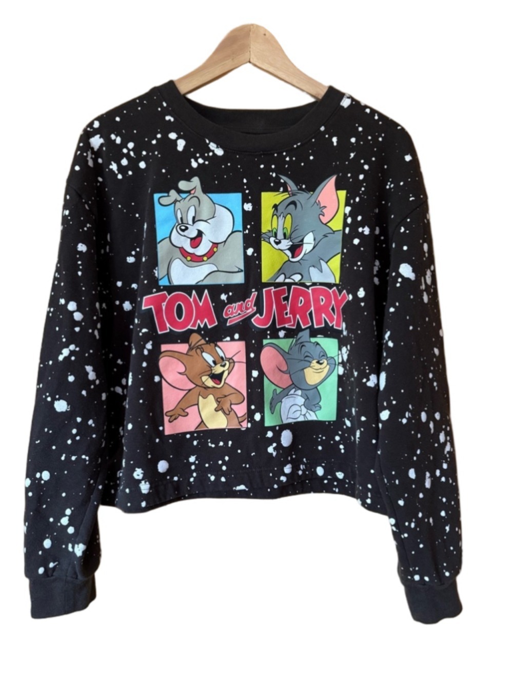 Tom & Jerry cropped paint splatter sweatshirt size XXL